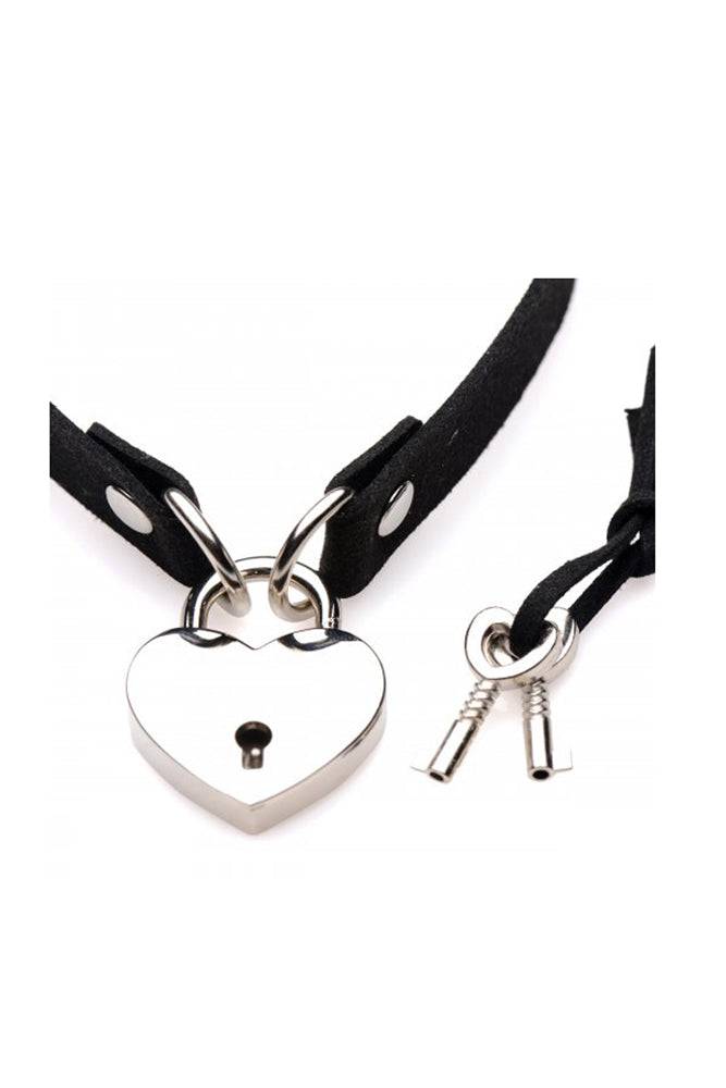 XR Brands - Master Series - Lock-It Heart Choker with Key - Black - Stag Shop