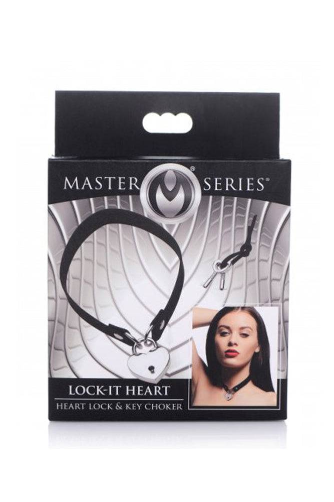 XR Brands - Master Series - Lock-It Heart Choker with Key - Black - Stag Shop