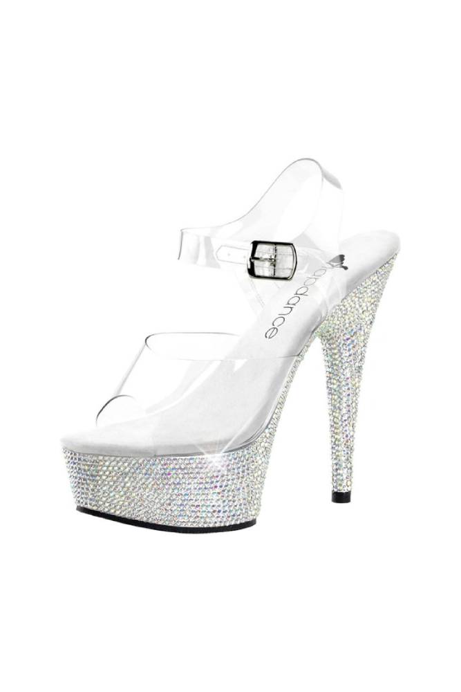 Lapdance Shoes - LS-16 - 6" Rhinestone Platform Sandal - Clear - Stag Shop