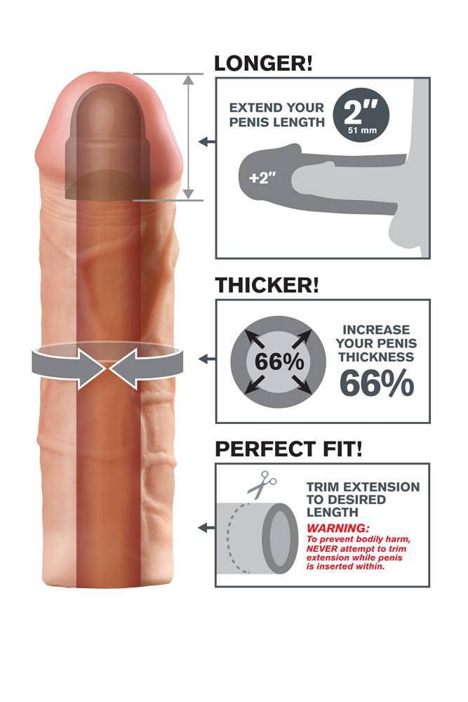 Pipedream - Fantasy X-tensions - Mega 2 Inch Penis Extension - Beige - Stag Shop