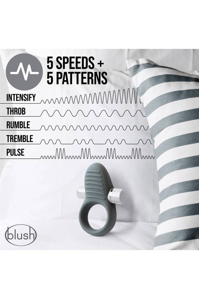 Blush Novelties - Noje - C1 Vibrating Cock Ring - Grey - Stag Shop