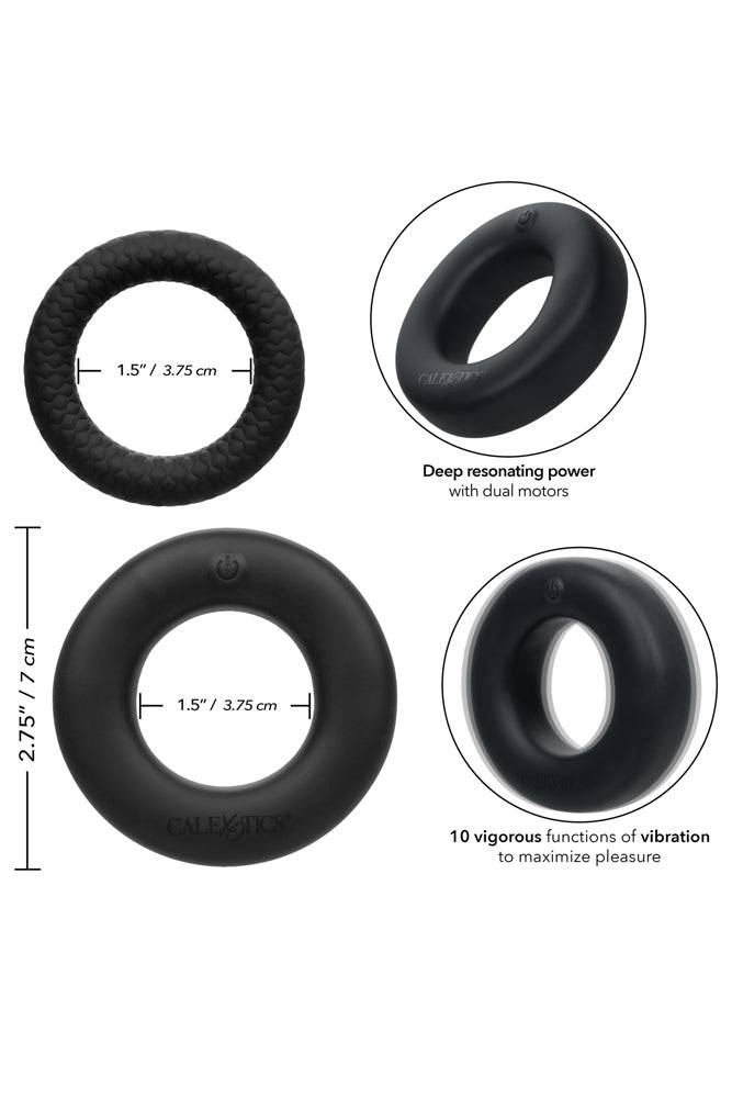 Cal Exotics - Link Up - Optimum Vibrating Cock Ring Set - Black - Stag Shop