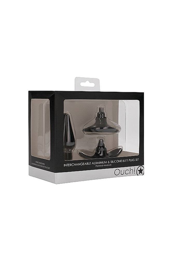 Ouch by Shots Toys - Interchangeable Butt Plug Set - Black - Stag Shop