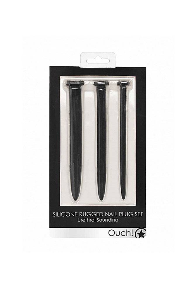 Ouch by Shots Toys - Rugged Nail Urethral Plug Set - Black - Stag Shop