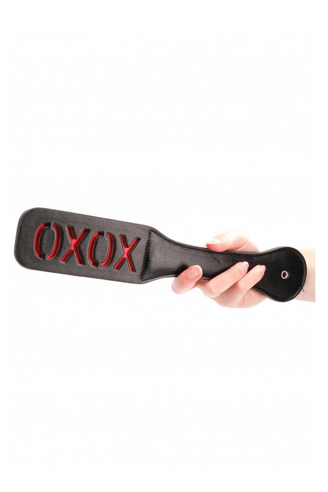 Ouch by Shots Toys - XOXO Paddle - Black/Red - Stag Shop