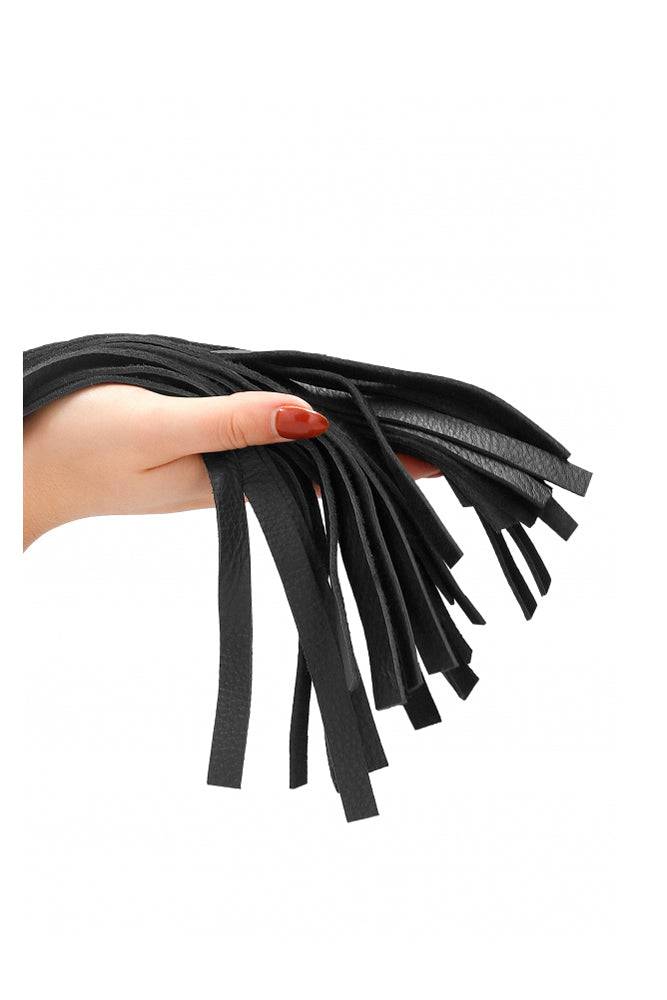 Shots Toys - Pain - Sparkling Round Leather Flogger - Black - Stag Shop