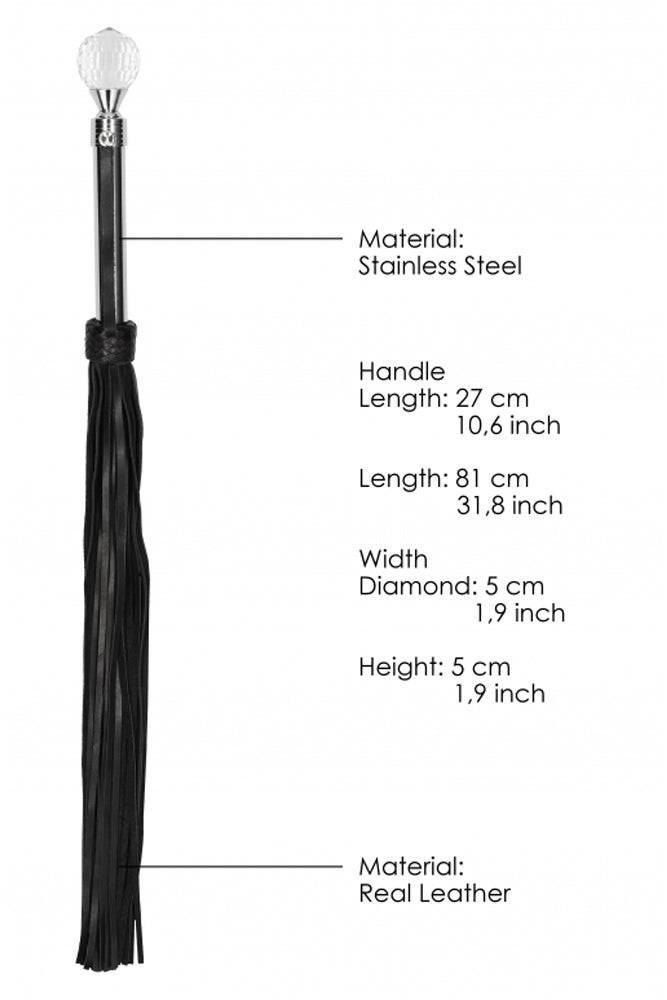Shots Toys - Pain - Sparkling Round Leather Flogger - Black - Stag Shop