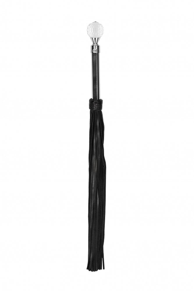 Shots Toys - Pain - Sparkling Round Leather Flogger - Black - Stag Shop