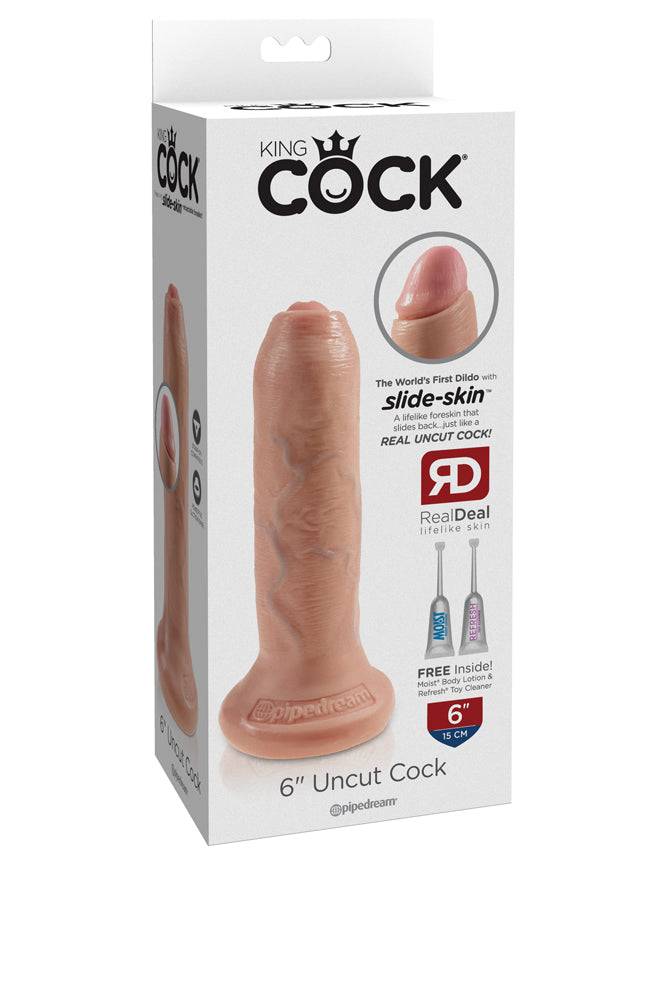 Pipedream - King Cock - Uncut Cock Realistic Dildo - 6 inch - Beige - Stag Shop