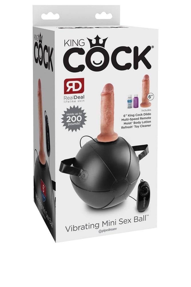 Pipedream - King Cock - Vibrating Mini Sex Ball with Realistic Dildo - 6 inch - Beige/Black - Stag Shop