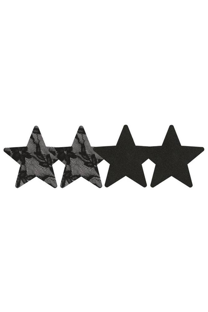 X-Gen - Peekaboos - Satin and Lace Stars Pasties - Black - Stag Shop