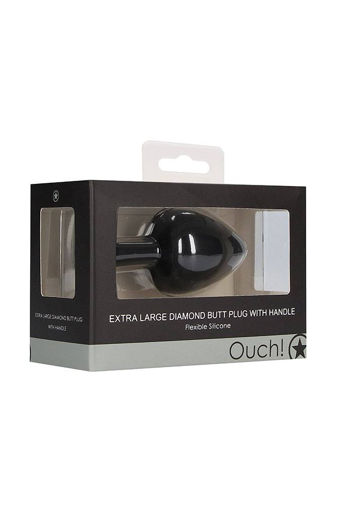 Ouch by Shots Toys - Diamond Butt Plug With Handle - Black - Assorted - Stag Shop