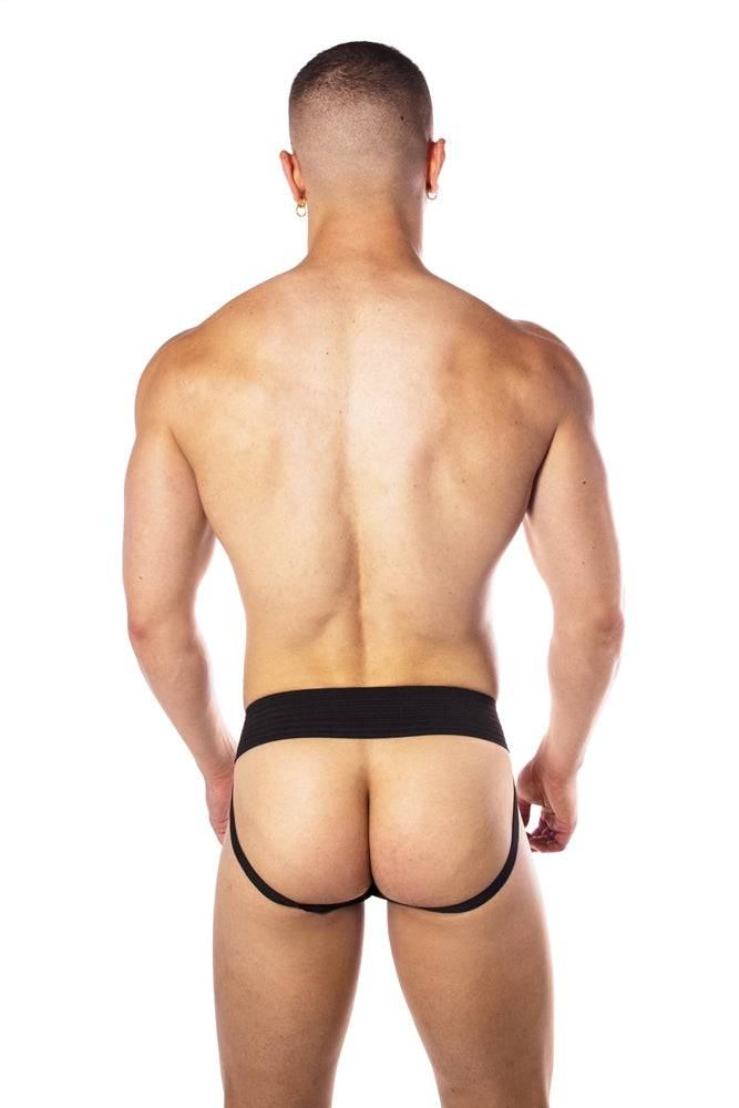 Prowler - Premium Leather Hole Punch Jock Strap - Black - Stag Shop