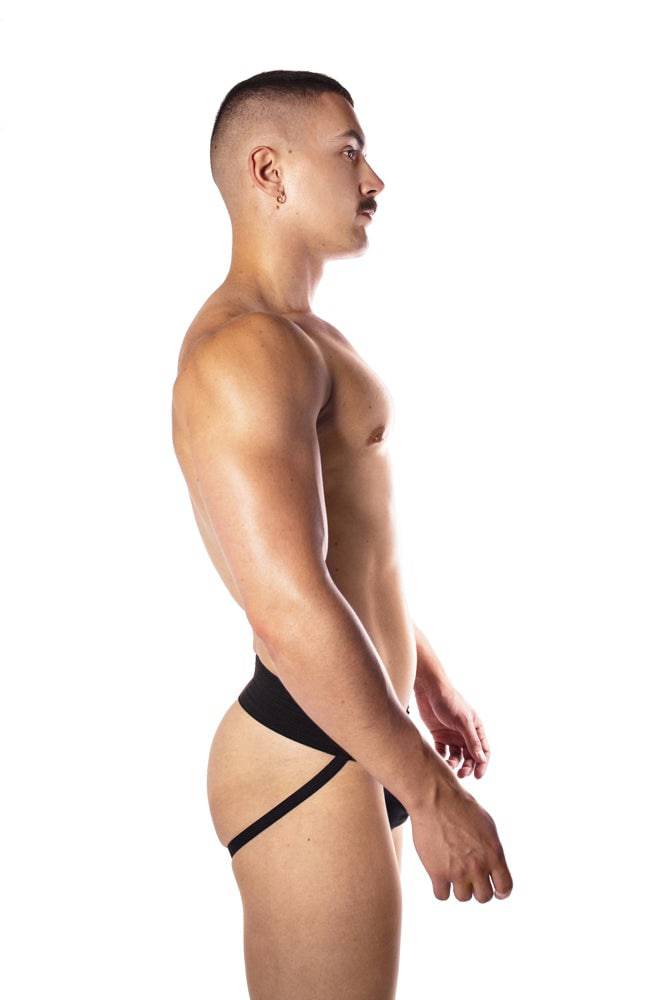 Prowler - Premium Leather Hole Punch Jock Strap - Black - Stag Shop