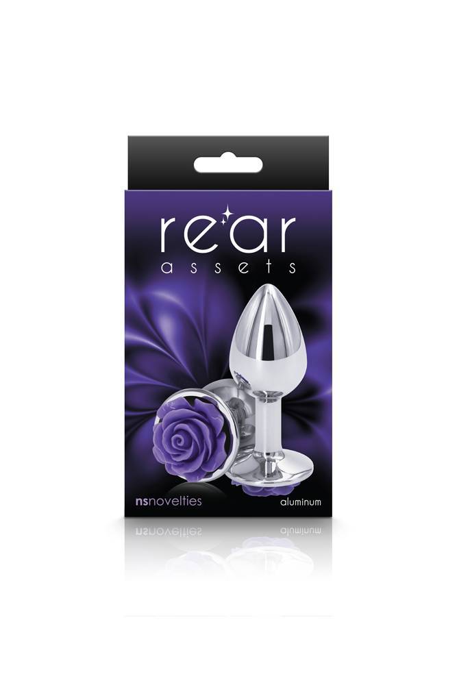 NS Novelties - Rear Assets - Aluminum Rose Butt Plug - Purple/Silver - Small - 3 Inch - Stag Shop
