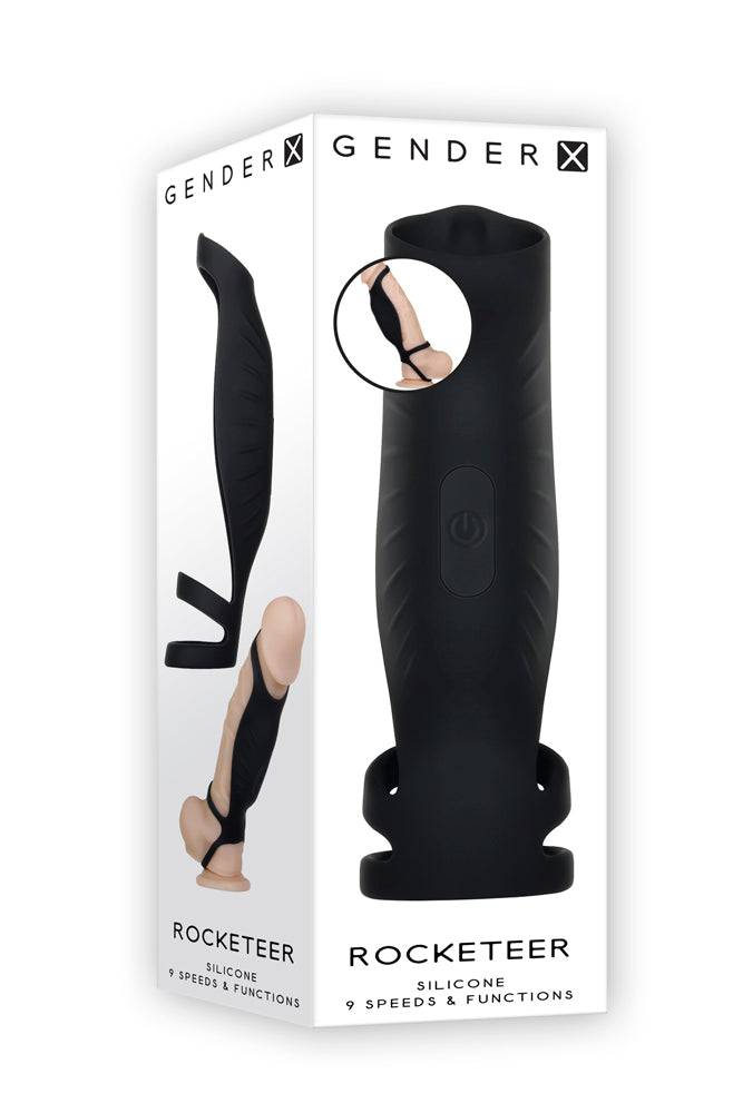 Evolved - Gender X - Rocketeer Vibrating Penis Extension - Black - Stag Shop
