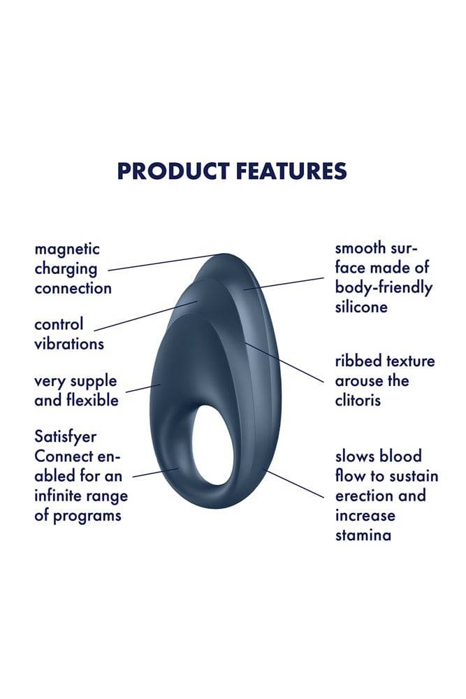 Satisfyer - Powerful One Bluetooth Cock Ring - Navy - Stag Shop