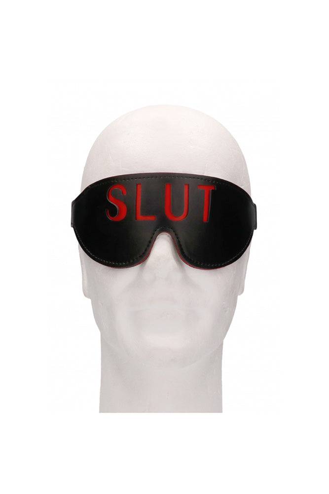 Ouch by Shots Toys - SLUT Blindfold - Black/Red - Stag Shop