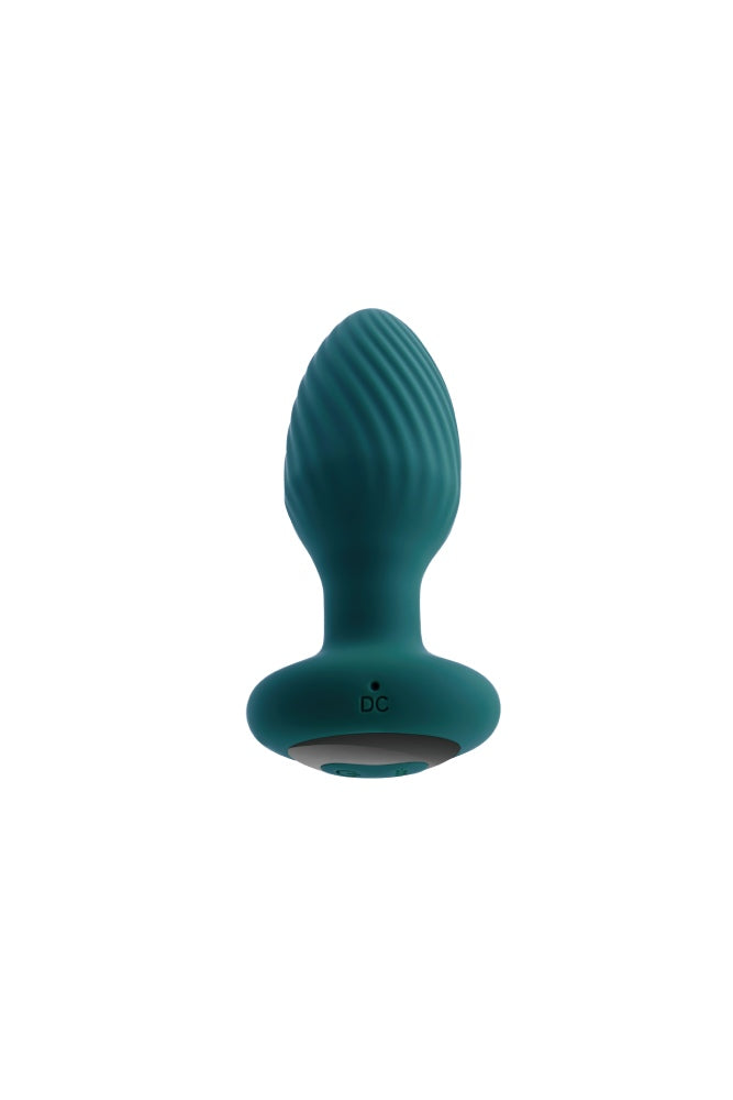 Playboy - Spinning Tail Teaser Vibrating & Twirling Butt Plug with Remote Control - Teal - Stag Shop