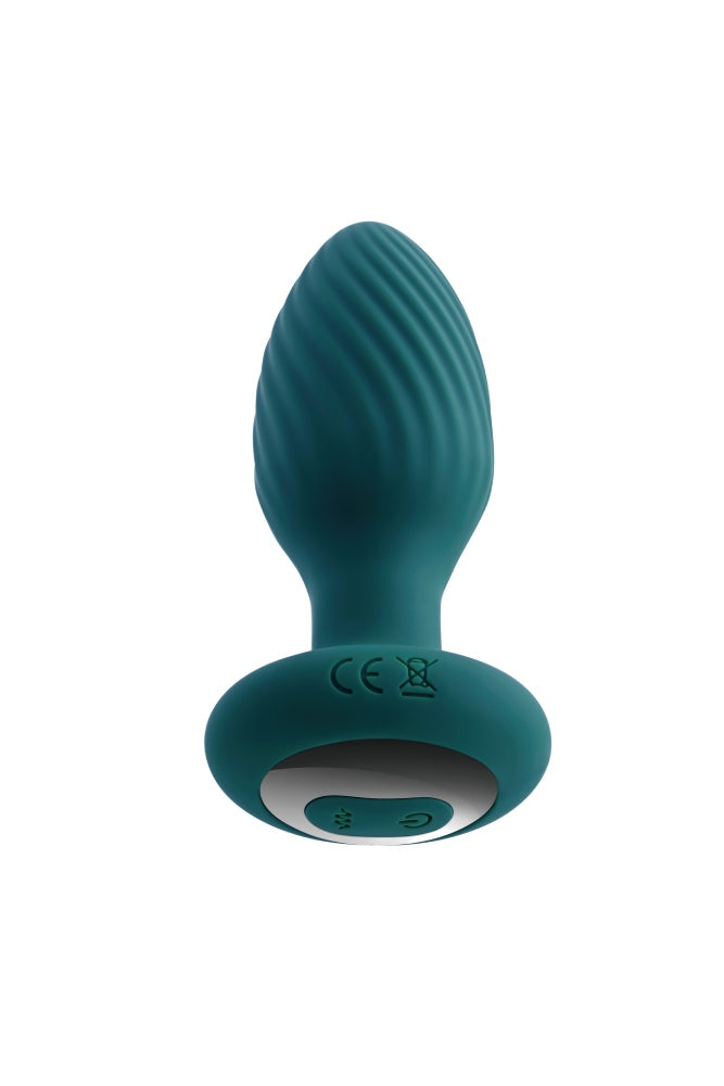 Playboy - Spinning Tail Teaser Vibrating & Twirling Butt Plug with Remote Control - Teal - Stag Shop