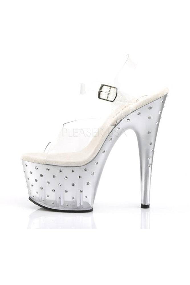 Pleaser USA - Stardust 7 Inch Rhinestones Studded Heel - Clear/Silver - Stag Shop