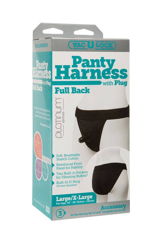 Vac-U-Lock by Doc Johnson - Panty Harness w Plug - Full Back - Large/XL - Stag Shop
