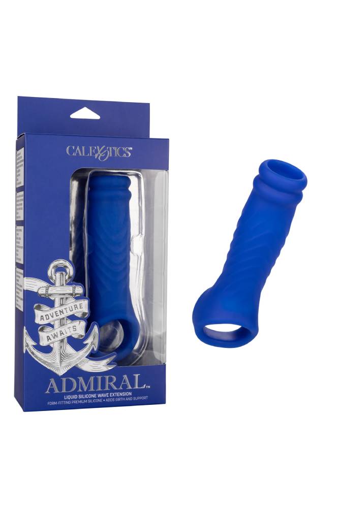 Cal Exotics - Admiral - Liquid Silicone Wave Penis Extension - Blue - Stag Shop