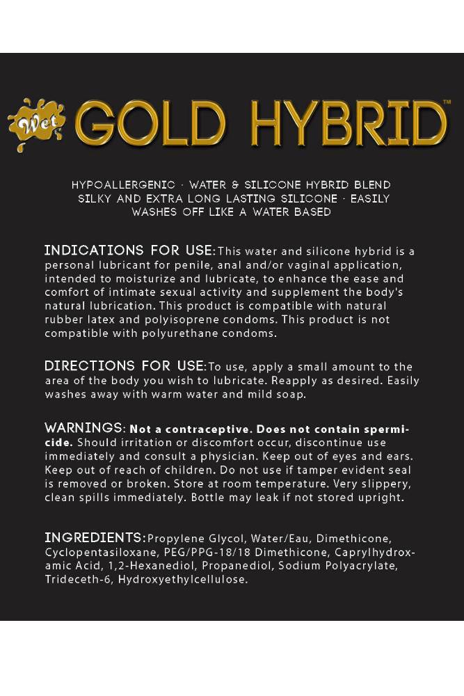 Wet - Gold - Hybrid Lubricant - 3 Oz - Stag Shop