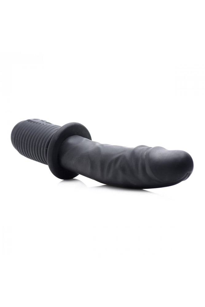 XR Brands - Master Series - Power Pounder Vibrating and Thrusting Silicone Dildo - Black - Stag Shop