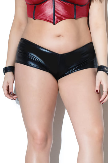 Coquette - 105 - Wet Look Booty Shorts - Black - OS/XL - Stag Shop