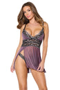 Coquette - 1448 - Babydoll & G-String - Mauve/Black - Stag Shop