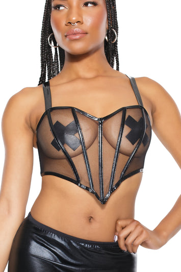 Coquette - 22203 - Cropped Corset - Black - OS - Stag Shop