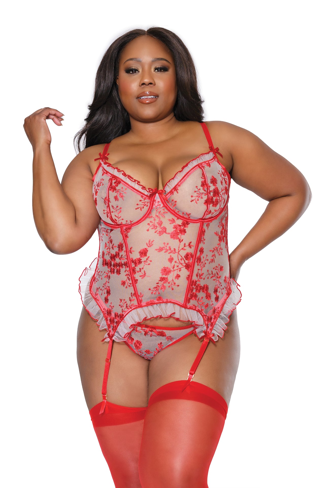 Coquette - 23301 PLUS - Bustier & G-String - Red - Stag Shop