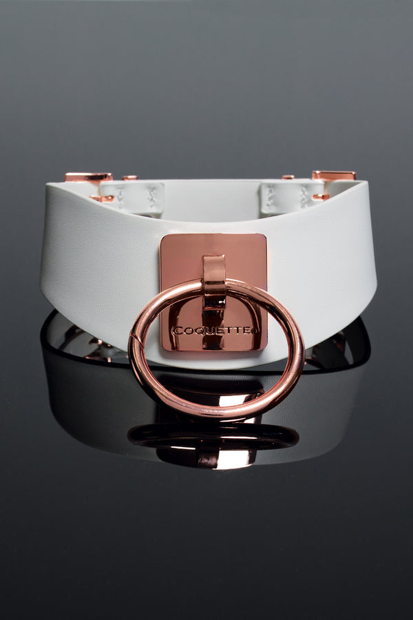 Coquette Pleasure Collection -  23619 - Vegan Leather Collar – White - Stag Shop