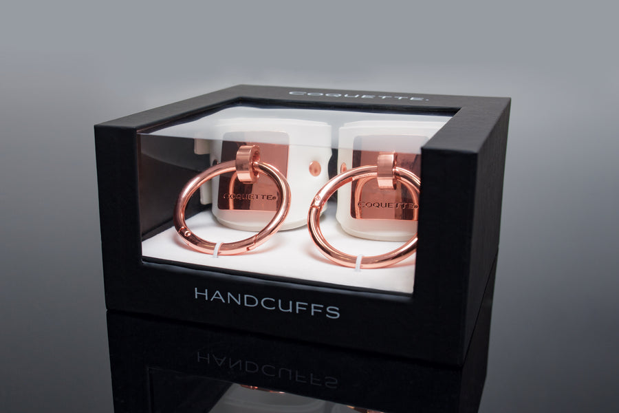 Coquette Pleasure Collection -  23620 - Vegan Leather Handcuffs – White - Stag Shop