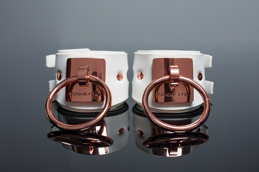 Coquette Pleasure Collection -  23620 - Vegan Leather Handcuffs – White - Stag Shop