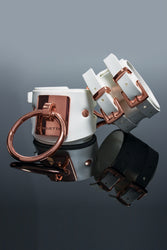 Coquette Pleasure Collection -  23620 - Vegan Leather Handcuffs – White - Stag Shop