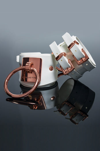 Coquette Pleasure Collection -  23620 - Vegan Leather Handcuffs – White - Stag Shop