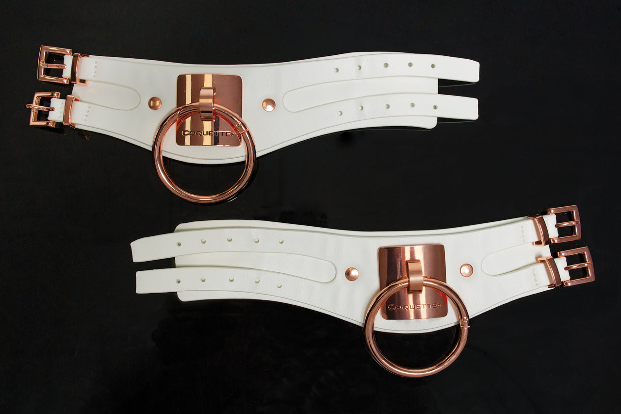 Coquette Pleasure Collection -  23620 - Vegan Leather Handcuffs – White - Stag Shop