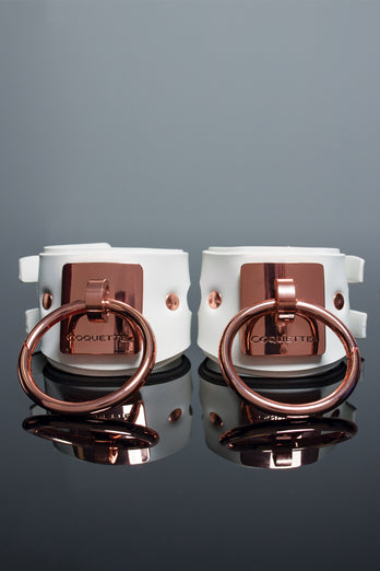 Coquette Pleasure Collection -  23620 - Vegan Leather Handcuffs – White - Stag Shop