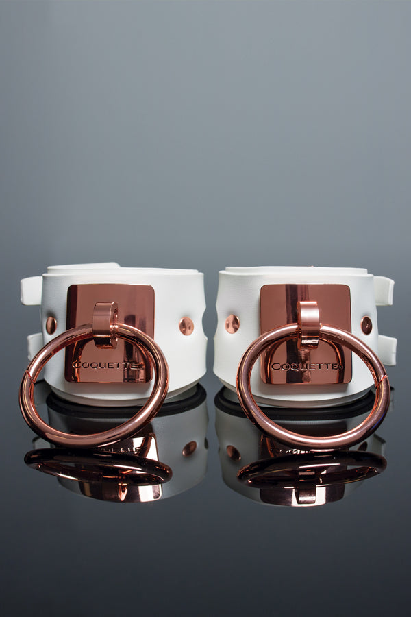 Coquette Pleasure Collection -  23620 - Vegan Leather Handcuffs – White - Stag Shop