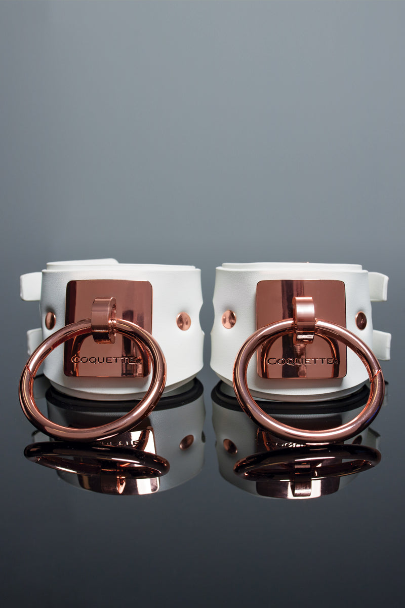 Coquette Pleasure Collection -  23620 - Vegan Leather Handcuffs – White - Stag Shop