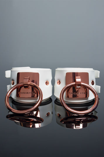 Coquette Pleasure Collection -  23620 - Vegan Leather Handcuffs – White - Stag Shop