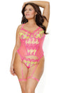 Coquette - 24111 PLUS - Bustier & Thong - Pink/Yellow - Stag Shop