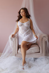 Coquette - 24125 PLUS - Babydoll & G-String - White - Stag Shop
