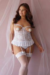 Coquette - 24127 - Crotchless Teddy - White - OS/XL - Stag Shop
