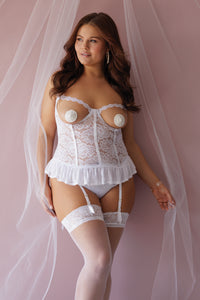 Thumbnail for Coquette - 24127 - Crotchless Teddy - White - OS/XL - Stag Shop