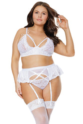 Coquette - 24128 - Bralette, Garter Belt & G-String - White - OS/XL - Stag Shop