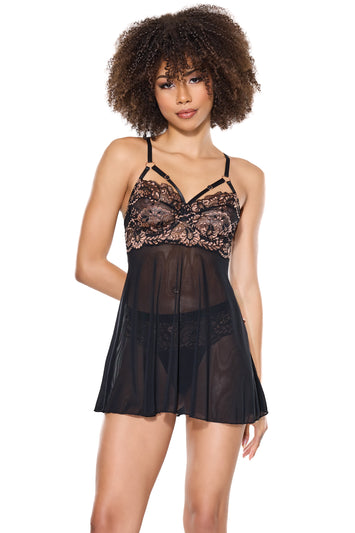 Coquette - 24302 - Babydoll & Thong - Black - Stag Shop