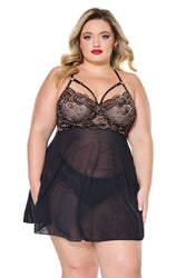 Coquette - 24302 PLUS - Babydoll & Thong - Black - Stag Shop